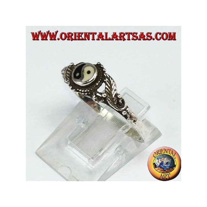 Anillo de plata Tao yin-yang (pequeño) con puntos