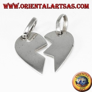 Colgante de plata, corazón dividido en dos