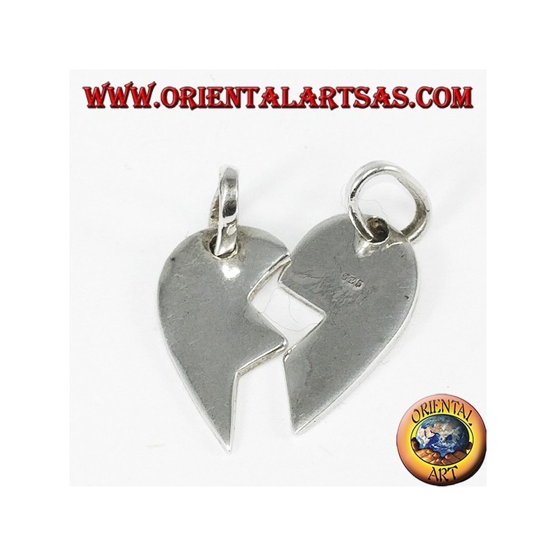 Pendentif en argent, coeur divisé en deux