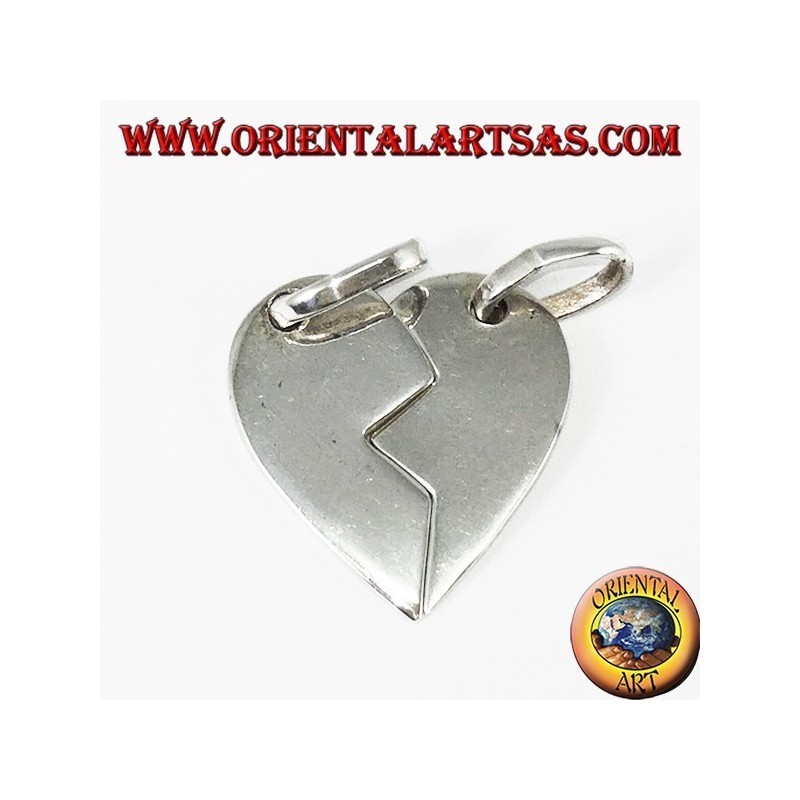 Colgante de plata, corazón dividido en dos
