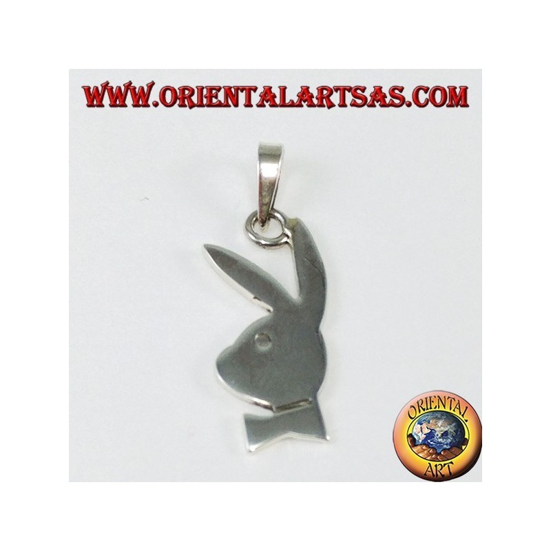 Silver playboy bunny pendant (small)