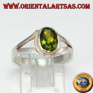 Silver ring with natural peridot (small)