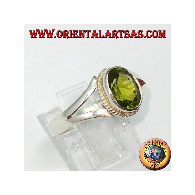 Silver ring with natural peridot (small)