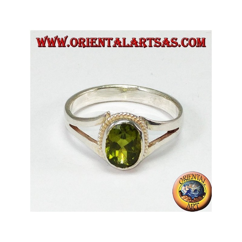Silver ring with natural peridot (small)