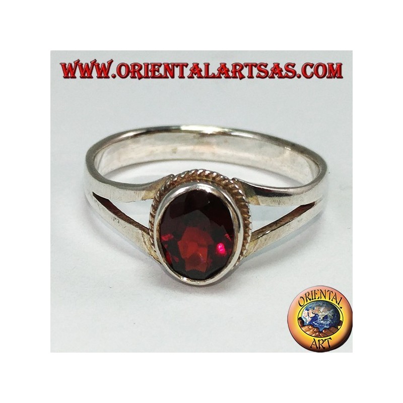 Silberring mit natürlichem Granat (klein)