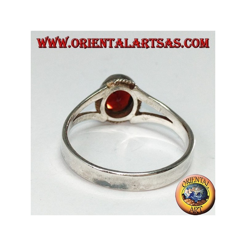 Silver ring with natural garnet (small)