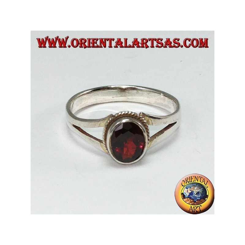 Silver ring with natural garnet (small)