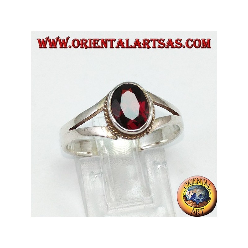 Silberring mit natürlichem Granat (klein)