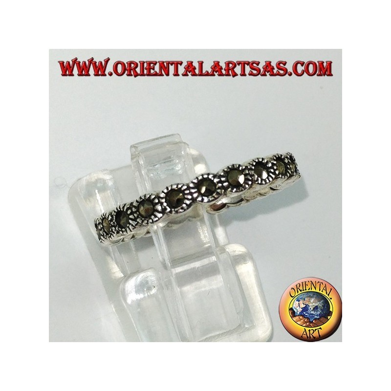 Anello a fedina in argento , con marcasite