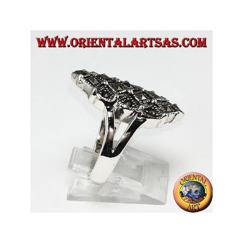 Anello in argento  con marcasite quadrate