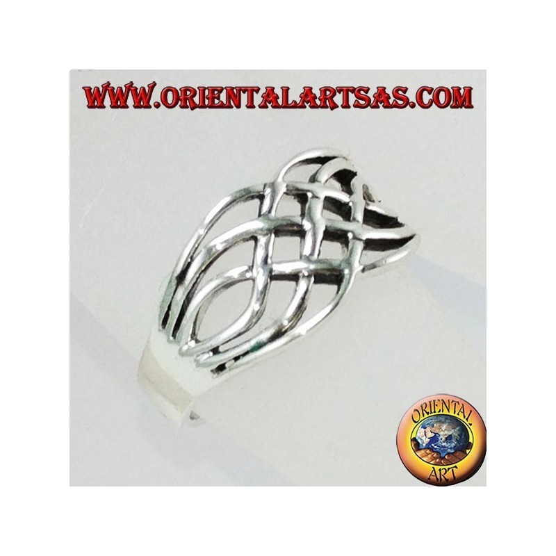 Silver ring, intertwined Celtic wide