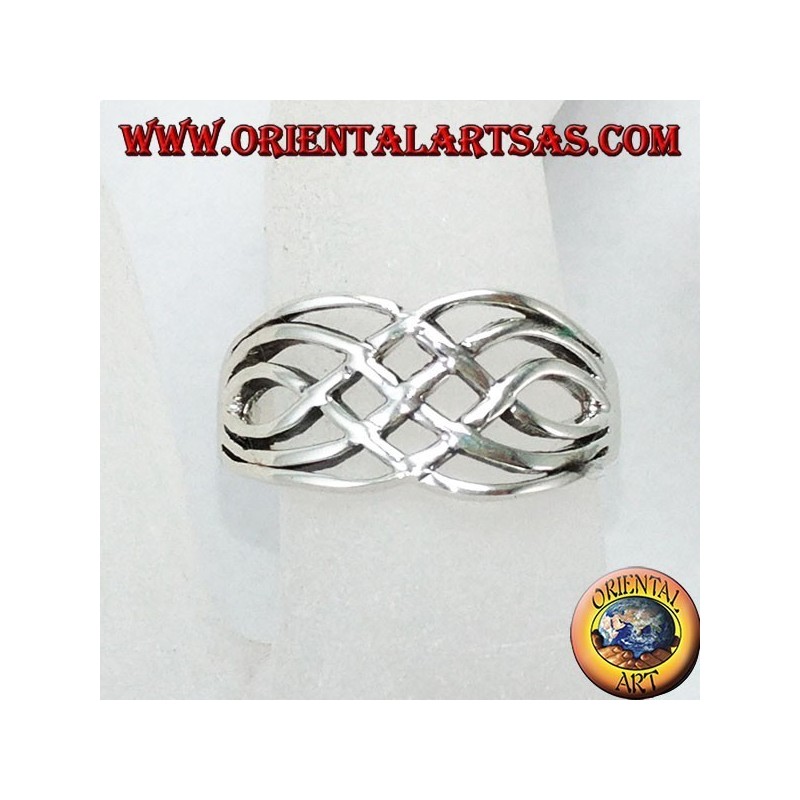 Silver ring, intertwined Celtic wide