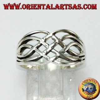 Silver ring, intertwined Celtic wide