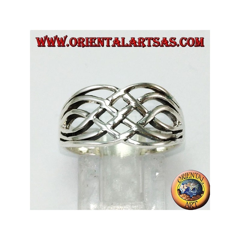 Silver ring, intertwined Celtic wide