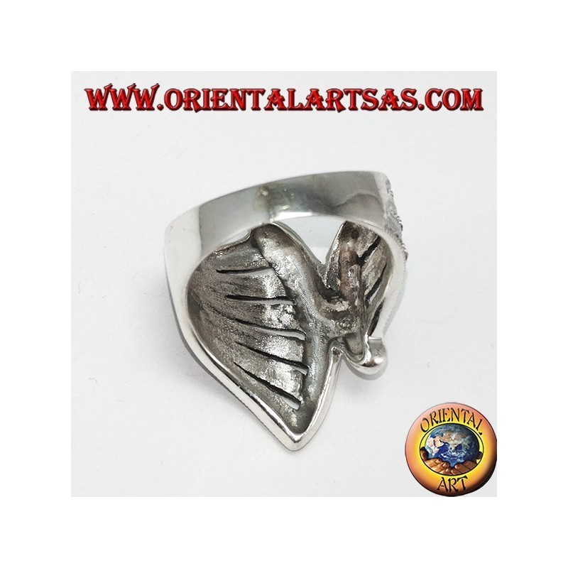 Silver ring with marcasite (fan shaped)