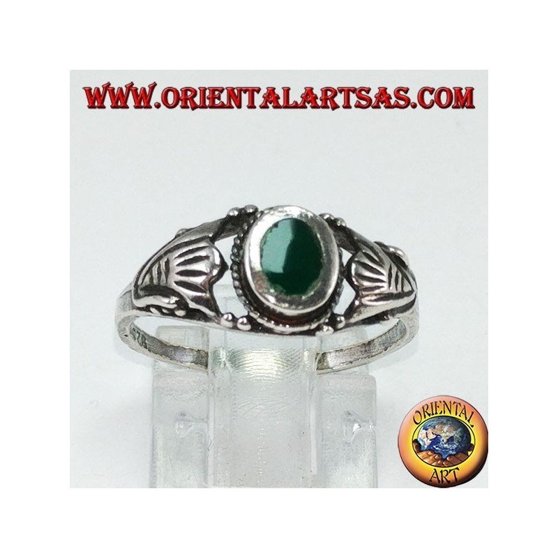 Anillo de plata con ágata verde, pequeño