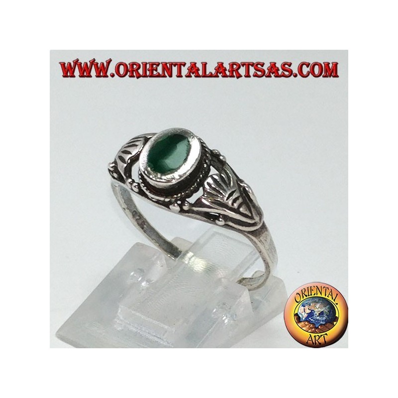 Anello in argento con agata verde , piccolo