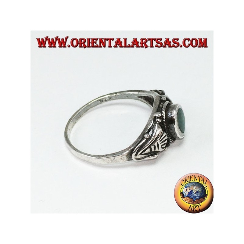 Anello in argento con agata verde , piccolo
