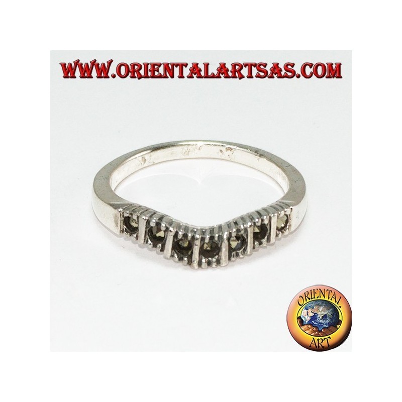 Anello in argento con marcasite ( fedina a V )
