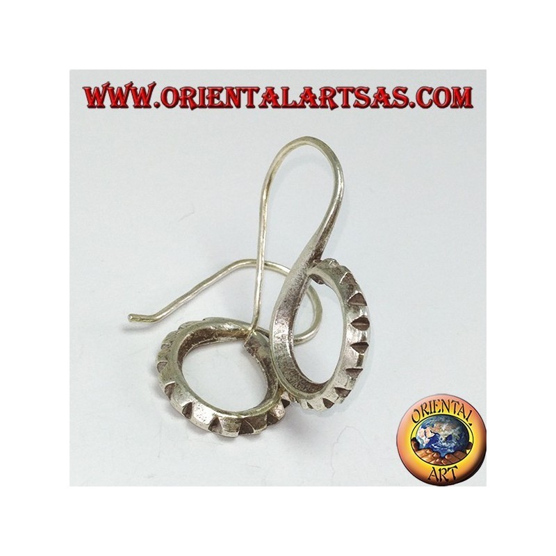 Handmade Karen tribal carved S silver earrings