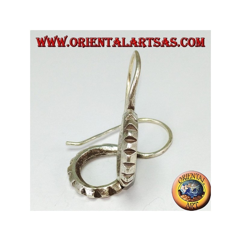 Handmade Karen tribal carved S silver earrings