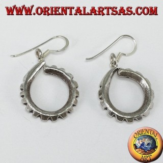 Boucles d'oreilles pendentif tribal en argent sculpté à la main Karen