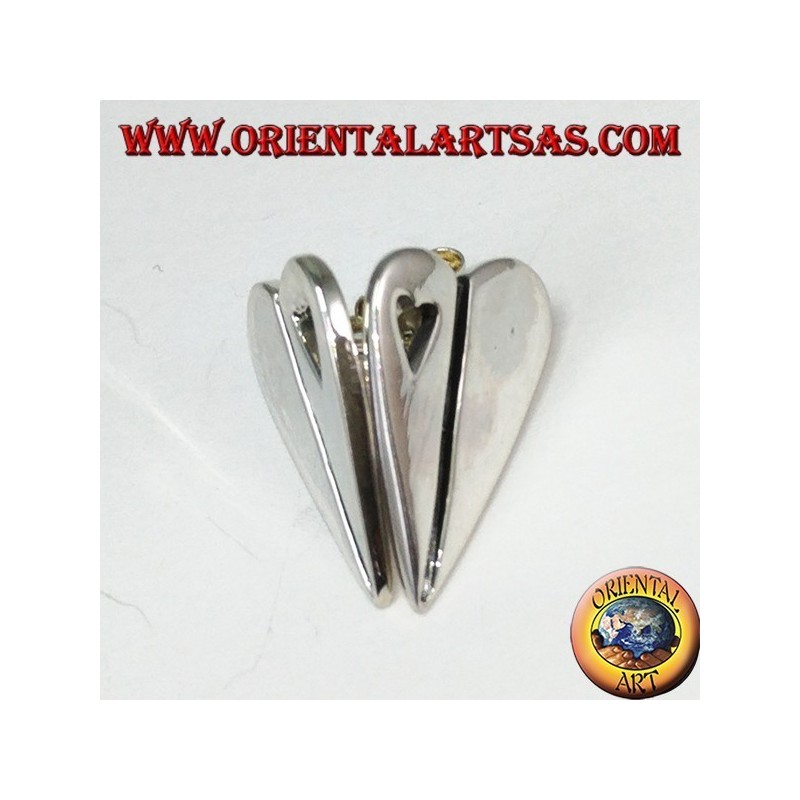 Boucles d'oreilles à lobes en argent en forme de coeur, avec un petit coeur percé