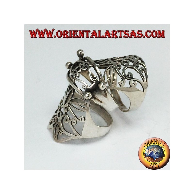 Anello Armatura Medievale Traforato Argento 925 - Gioiello Gotico