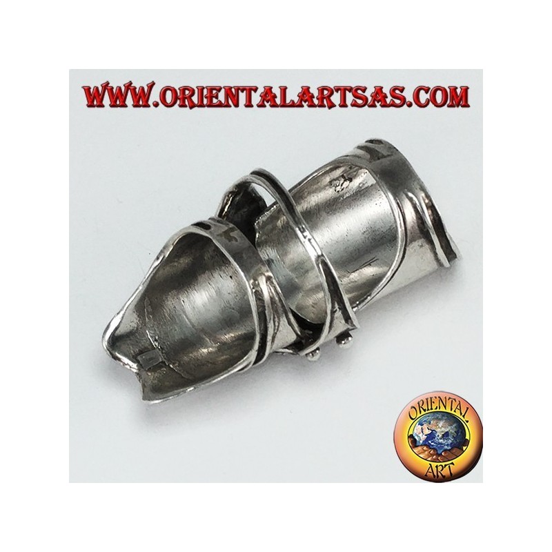 Medieval silver armor ring with braided decorations