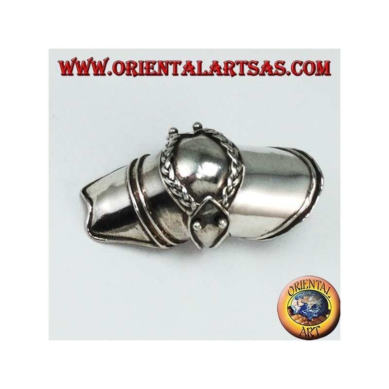 Anello Armatura medievale in argento con decori a treccia