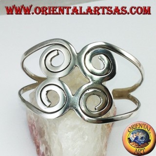 Rigid bracelet in 925 silver with four spirals made by hand