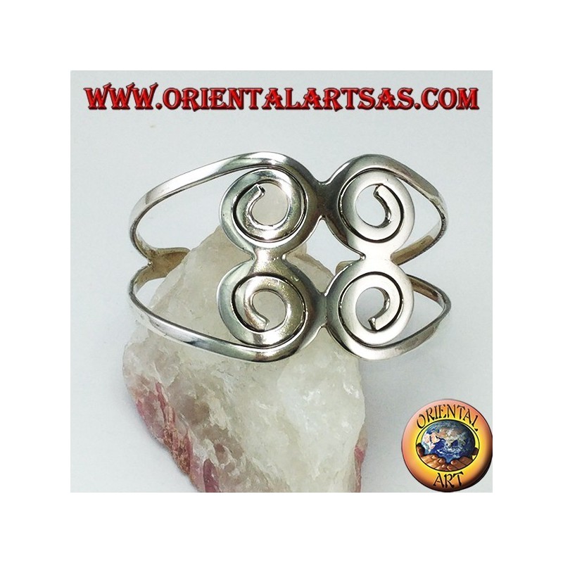 Pulsera rígida en plata 925 con cuatro espirales hechas a mano