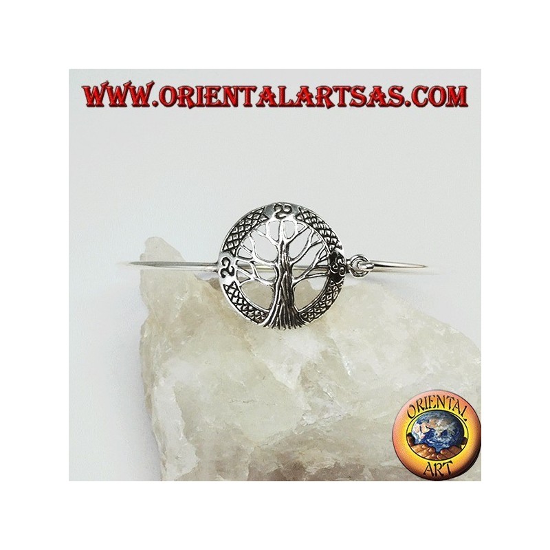 Bracciale rigido in argento 925 con albero della vita e trisckele 