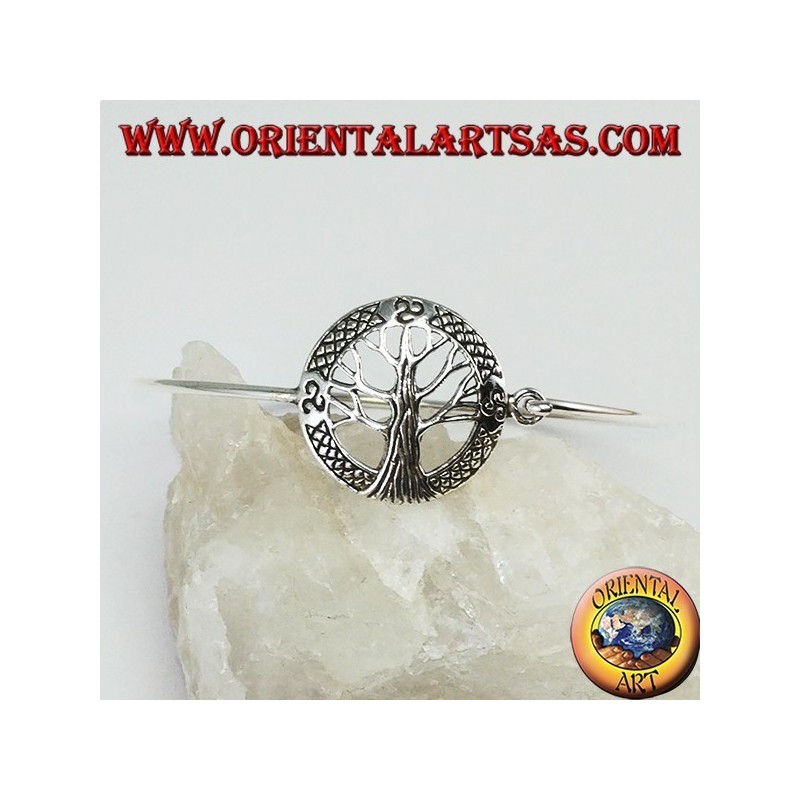 Pulsera rígida en plata 925 con árbol de la vida y trisquel