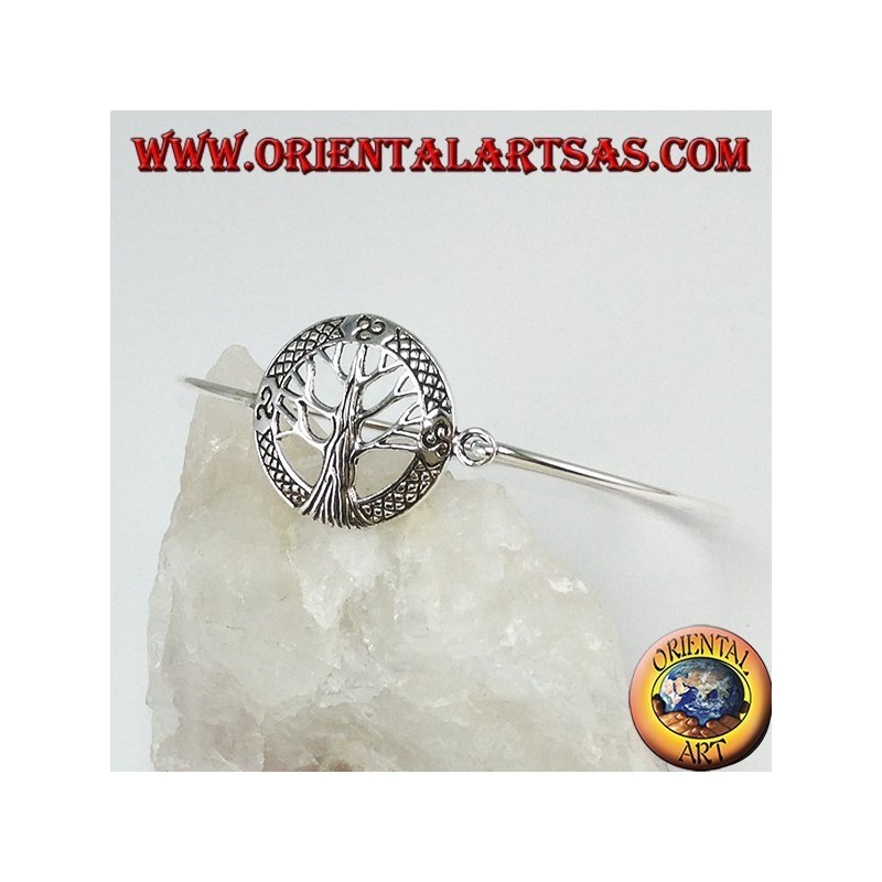Starre Armband in 925 Silber mit Baum des Lebens und Trisckele