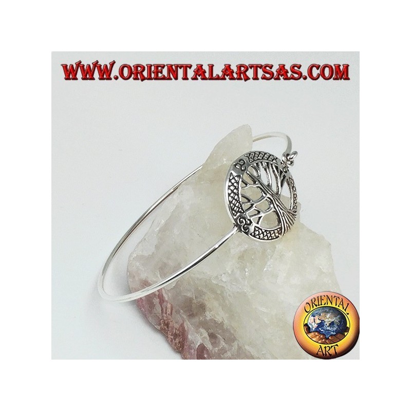 Starre Armband in 925 Silber mit Baum des Lebens und Trisckele