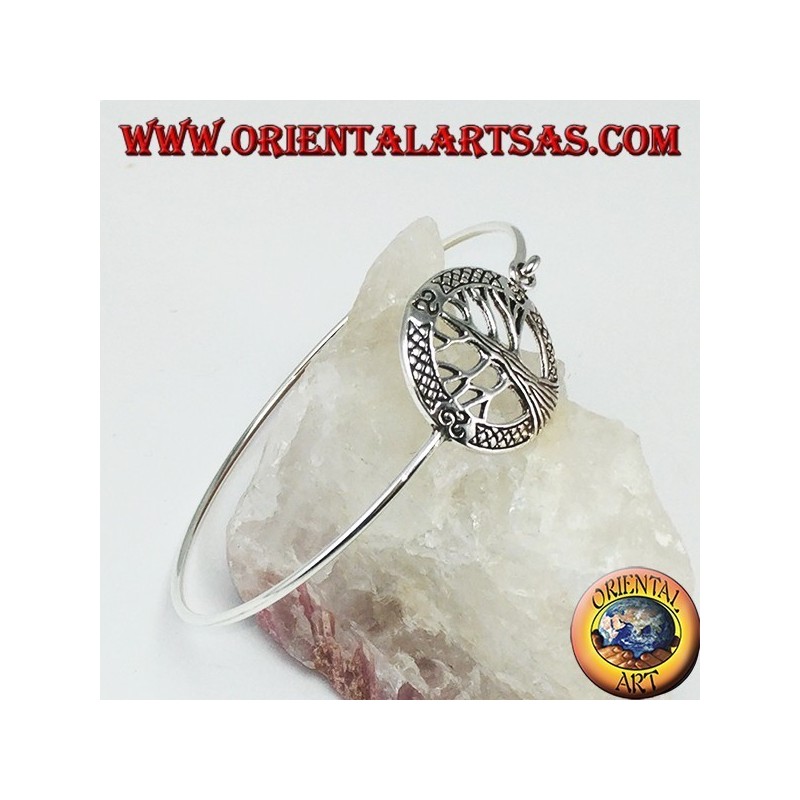 Starre Armband in 925 Silber mit Baum des Lebens und Trisckele