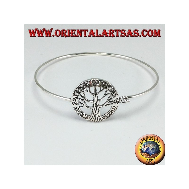 Bracciale rigido in argento 925 con albero della vita e trisckele