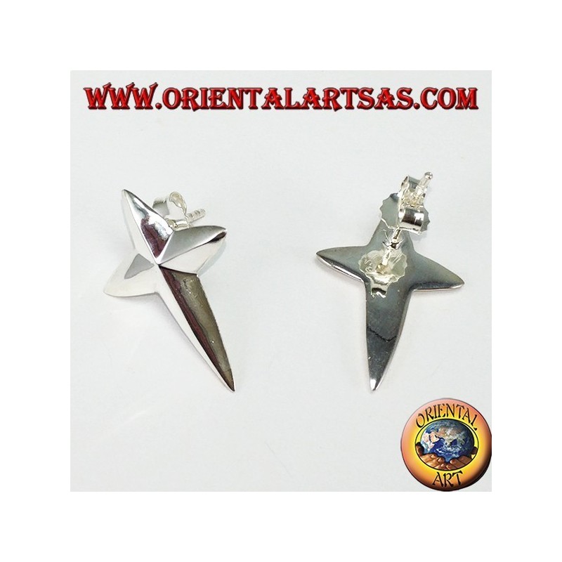 Boucles d'oreilles à lobes en argent en forme de croix pointue