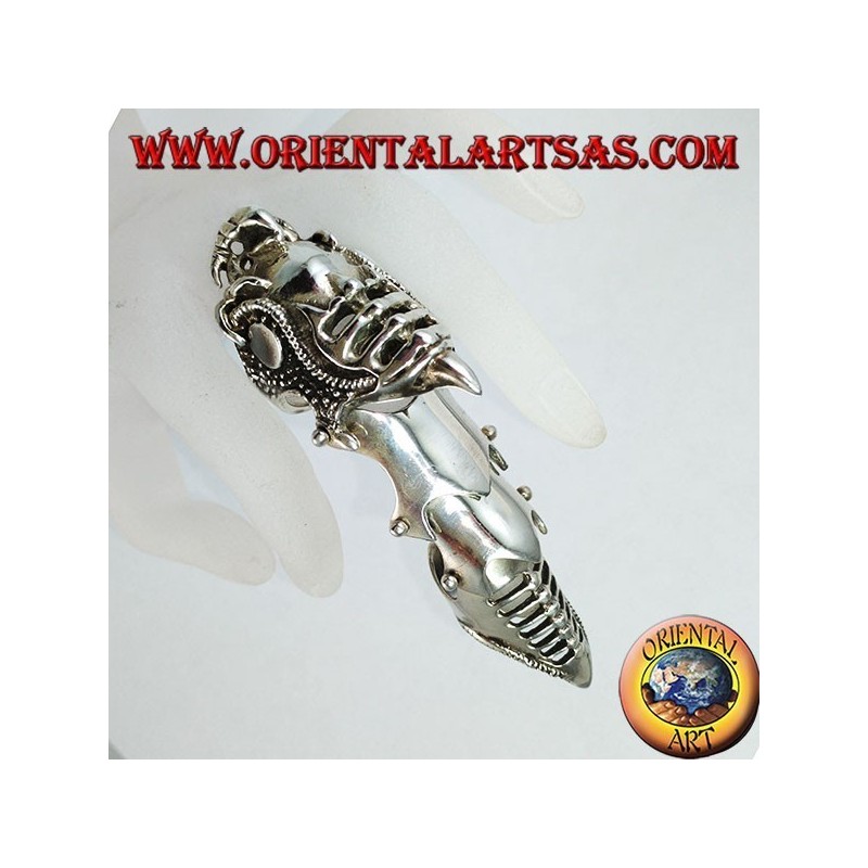 Bague armure médiévale argent massif