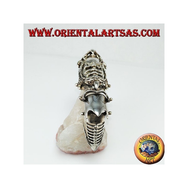 Bague armure médiévale argent massif