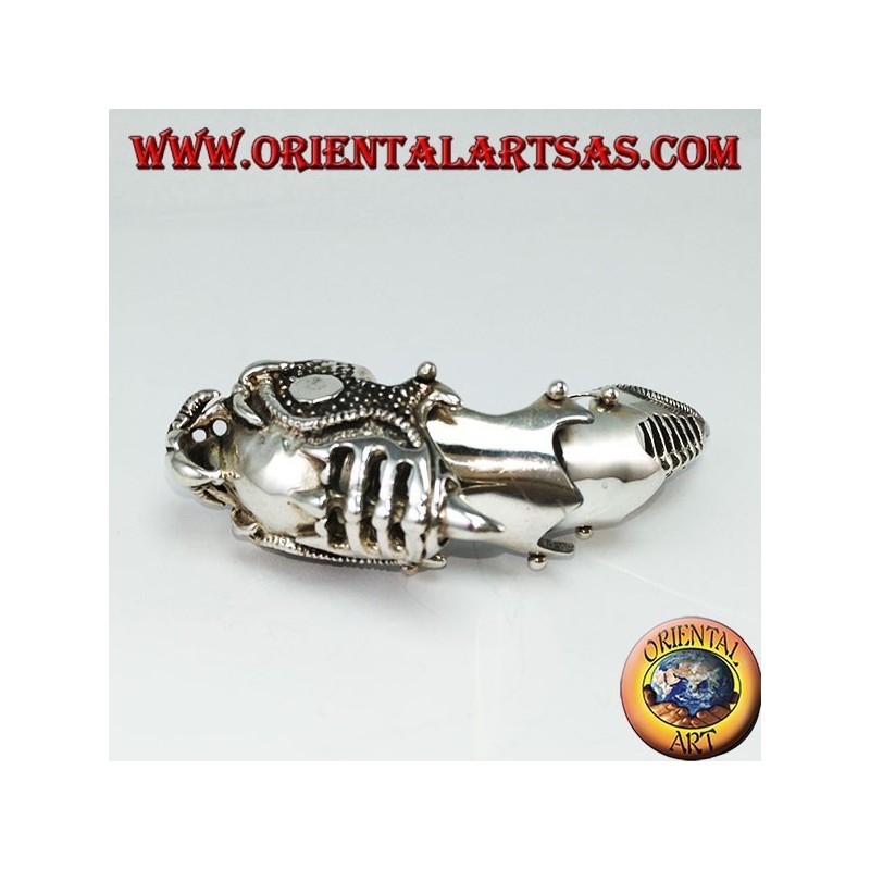 Medieval armor ring solid silver