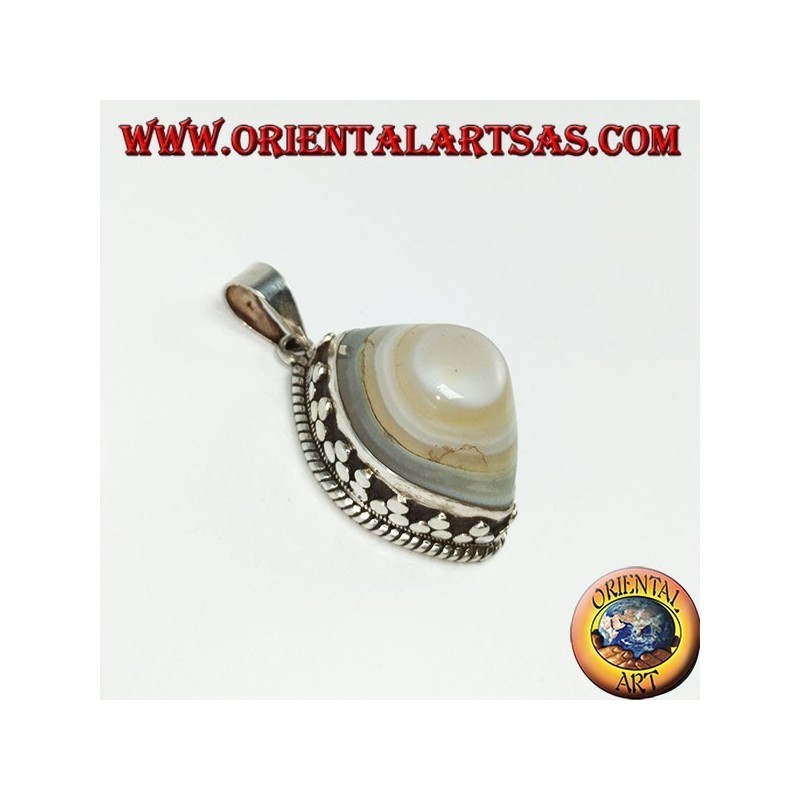 Shiva's eye pendant with a high silver setting