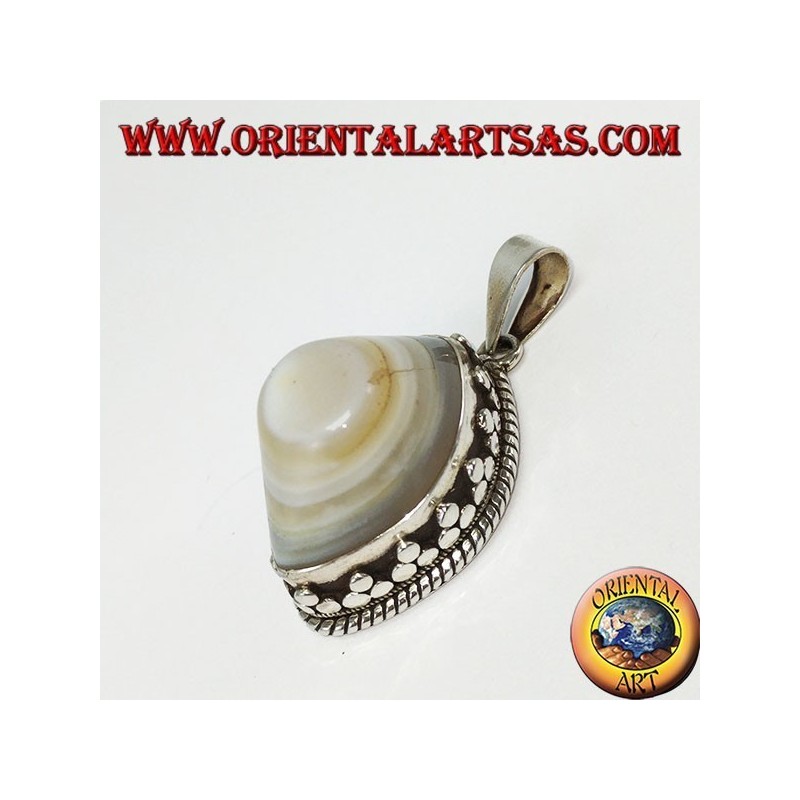 Shiva's eye pendant with a high silver setting