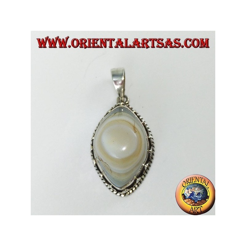 Shiva's eye pendant with a high silver setting
