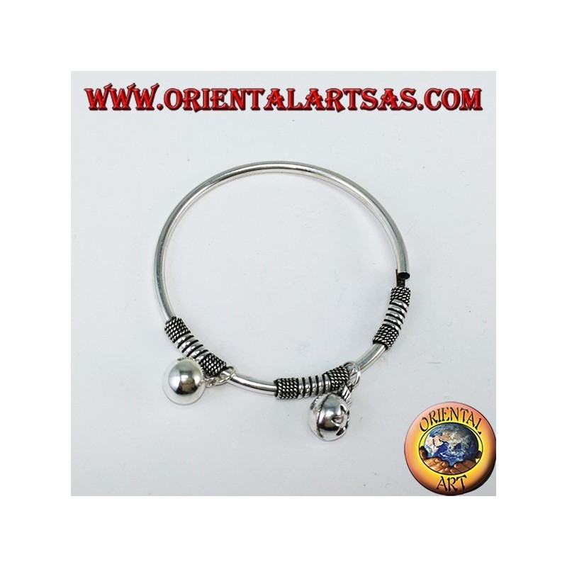 Rigid round bracelet with pendants in 925 silver