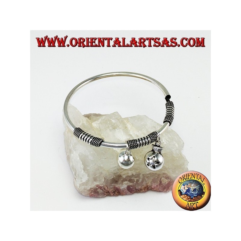 Starre Runde Armband mit Anhängern in 925 Silber