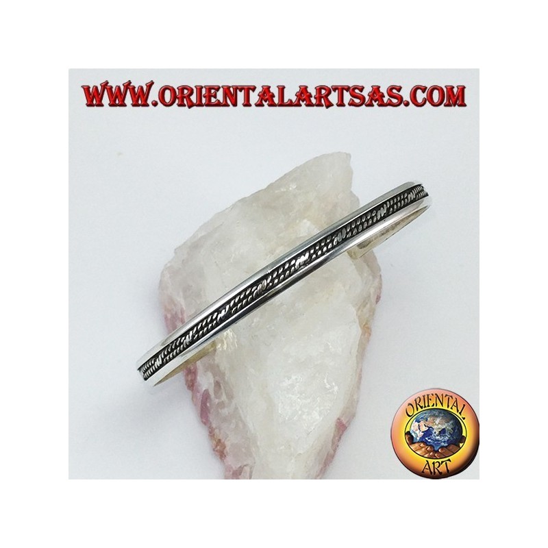 Rigid bracelet in 925 silver barbed wire decoration