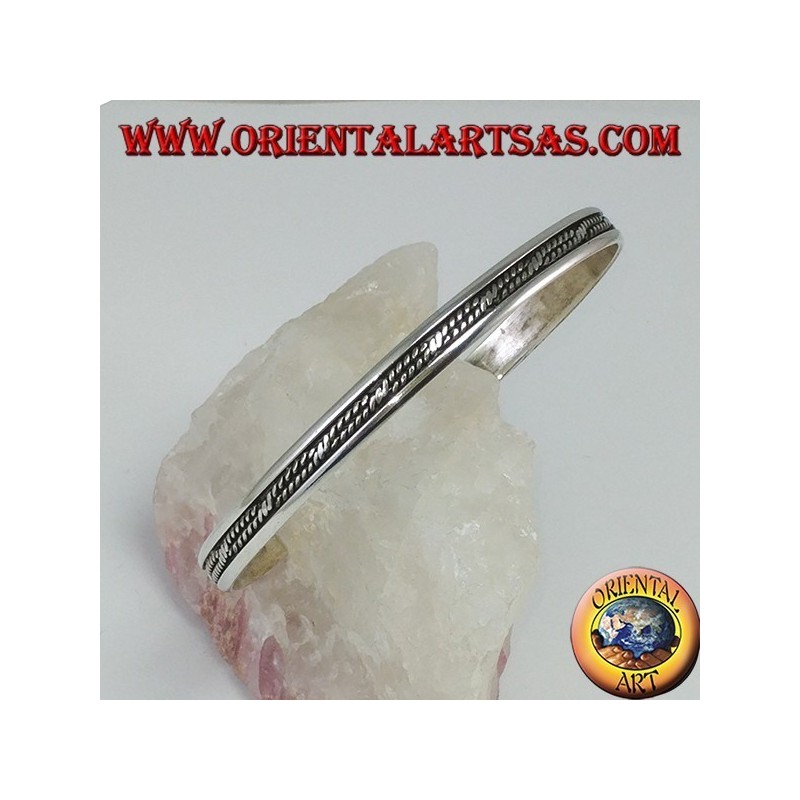 Rigid bracelet in 925 silver barbed wire decoration