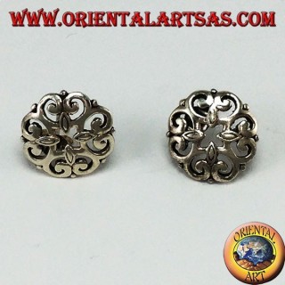 Lobe earrings in pierced 925 silver, baroque style